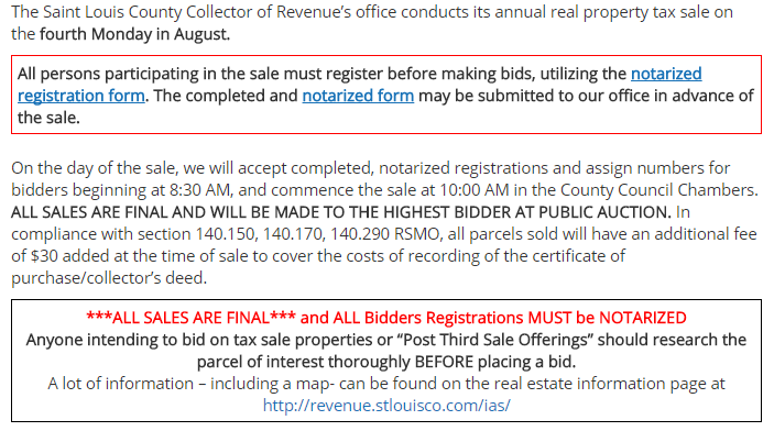 St. Louis County Tax Sale saint louis county property auction